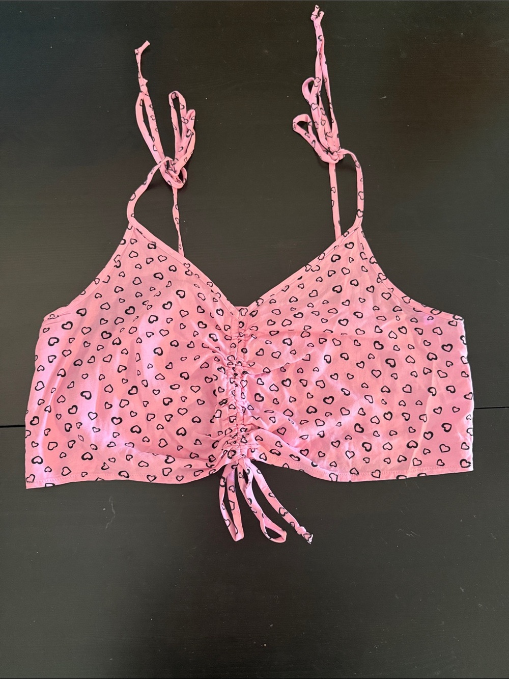 Y2K vibes Pink Heart Print Tie-Front Crop Top